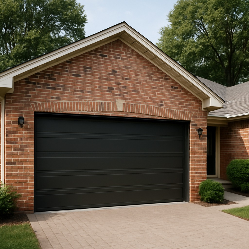 New modern garage door after installation