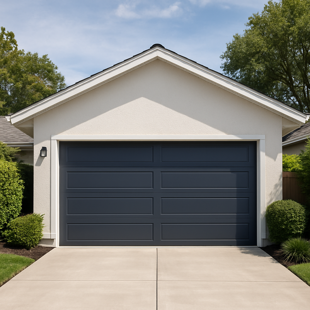 Modern garage door on a suburban home